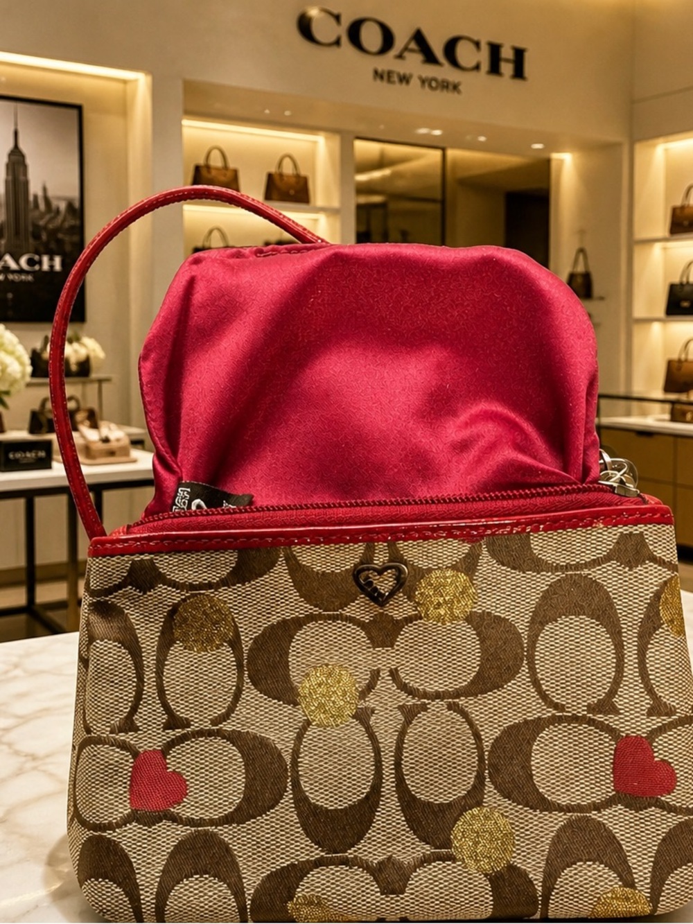 🍒COACH Purse Y2k Poppy Red Heart
Signature Lurex Wristlet🍒 - Picture 6 of 16